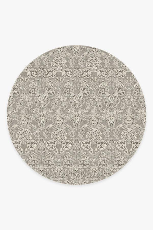 Mickey Damask Stone Rug 8' Round | Stain-Resistant