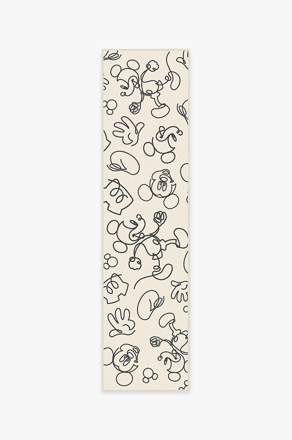Mickey Doodles Black & Ivory Rug 2.5'x10' | Stain-Resistant