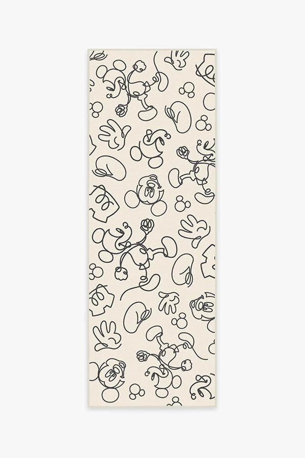 Mickey Doodles Black & Ivory Rug 2.5'x7' | Stain-Resistant
