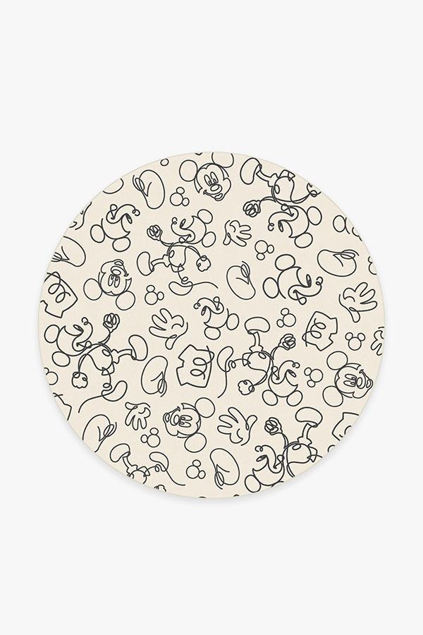 Mickey Doodles Black & Ivory Rug 6' Round | Stain-Resistant