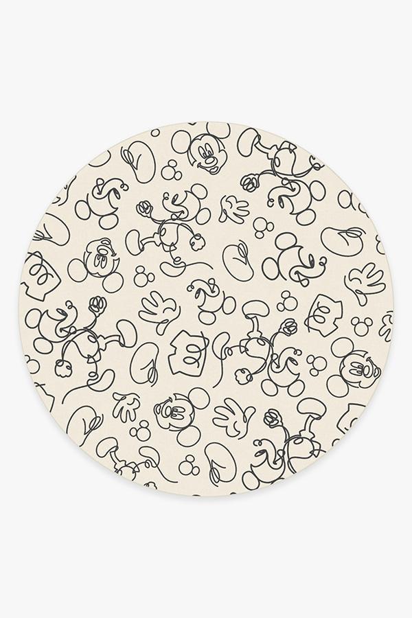Mickey Doodles Black & Ivory Rug 8' Round | Stain-Resistant