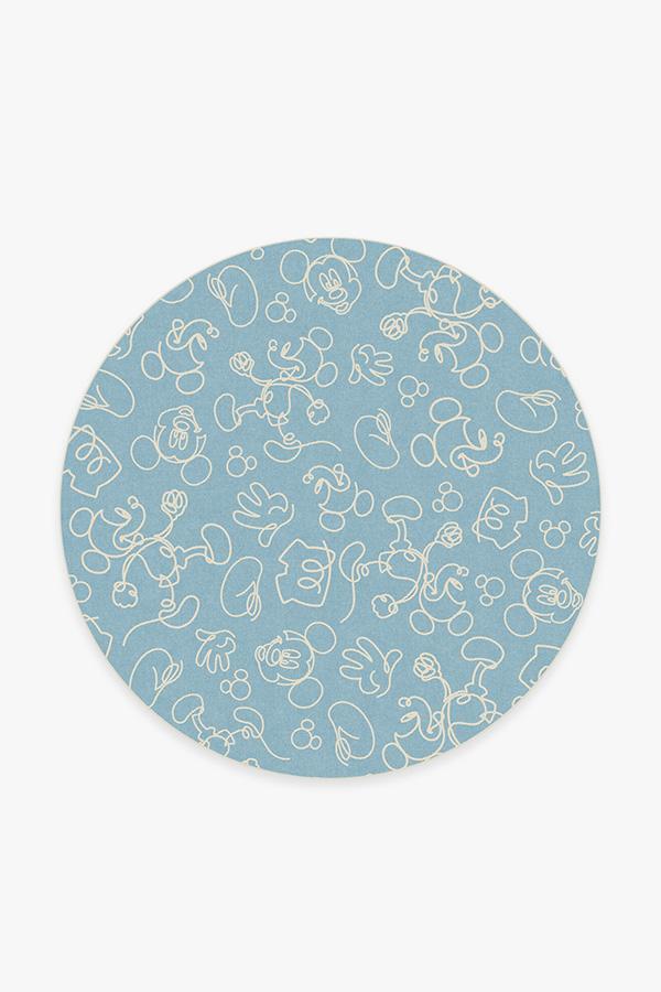 Mickey Doodles Blue Rug 6' Round | Stain-Resistant