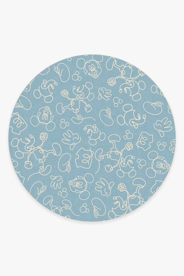 Mickey Doodles Blue Rug 8' Round | Stain-Resistant