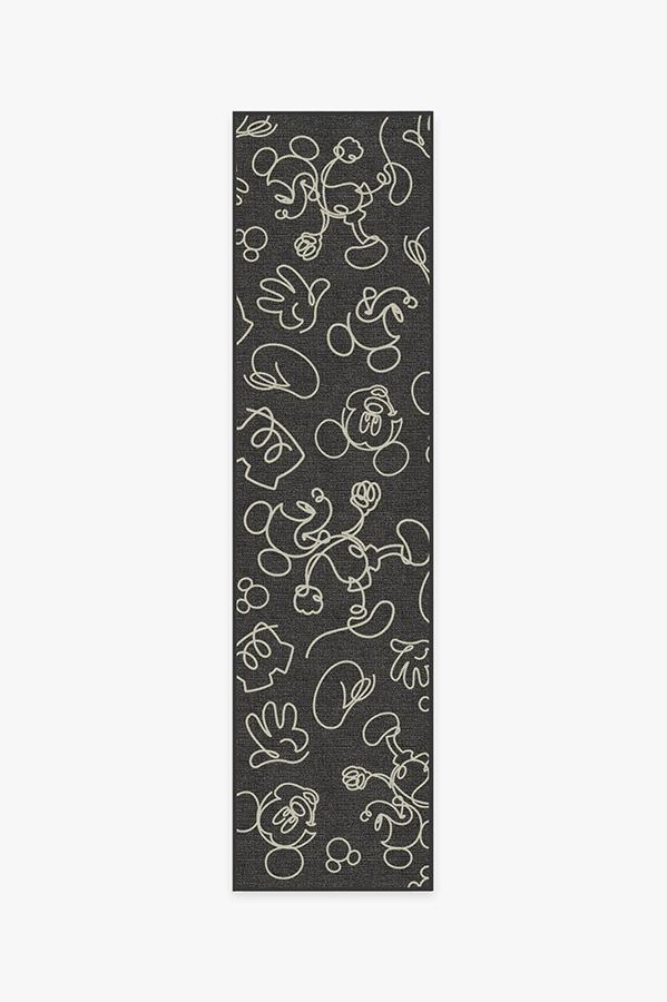 Mickey Doodles Onyx Rug 2.5'x10' | Stain-Resistant