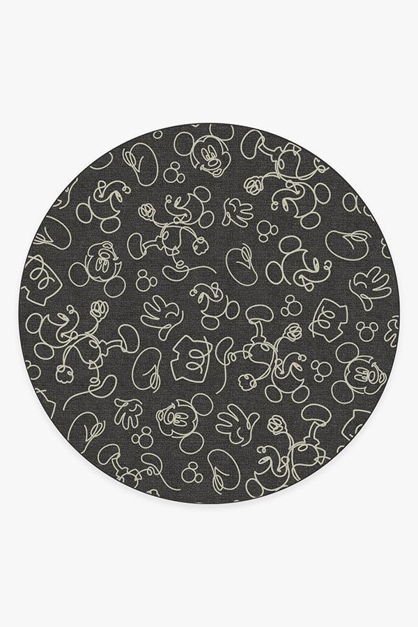 Mickey Doodles Onyx Rug 8' Round | Stain-Resistant