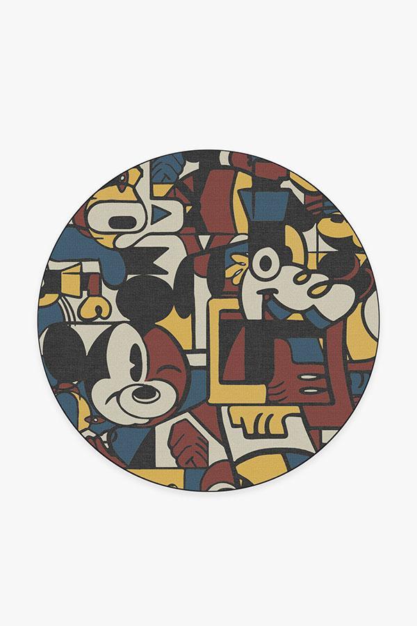 Mickey & Friends Multicolor Rug 6' Round | Stain-Resistant