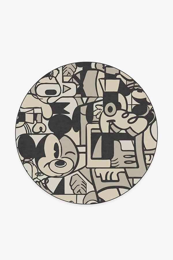 Mickey & Friends Warm Grey Rug 6' Round | Stain-Resistant