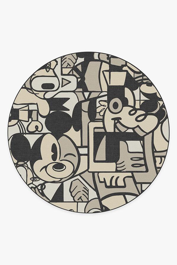 Mickey & Friends Warm Grey Rug 8' Round | Stain-Resistant