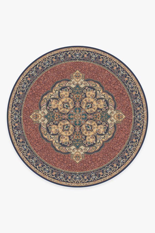 Mickey Persian Burgundy Rug 8' Round | Stain-Resistant