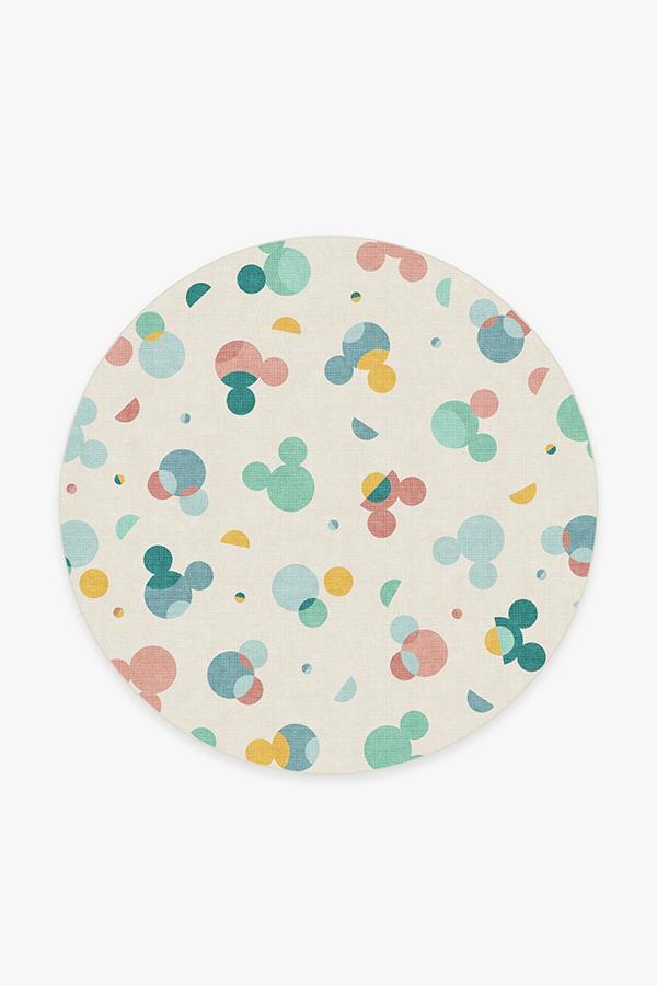 Mickey Polka Dots Multicolor Rug 6' Round | Stain-Resistant