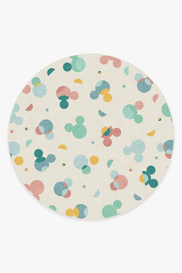 Mickey Polka Dots Multicolor Rug 8' Round | Stain-Resistant