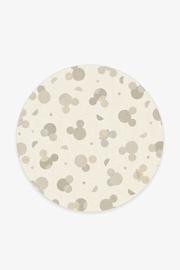 Mickey Polka Dots Natural Rug 6' Round | Stain-Resistant
