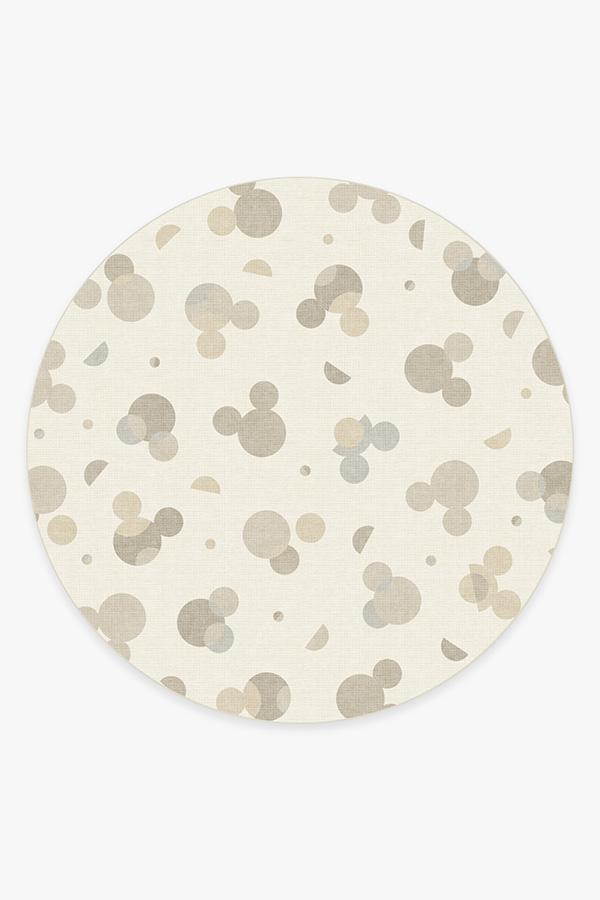 Mickey Polka Dots Natural Rug 8' Round | Stain-Resistant