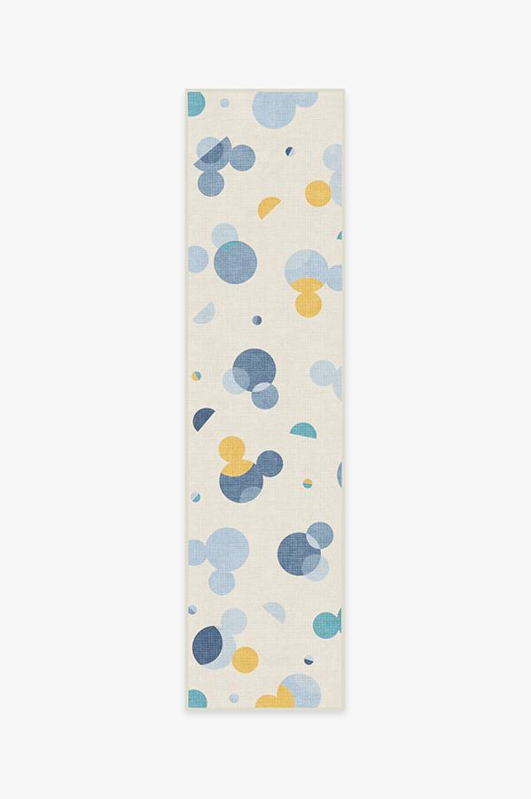 Mickey Polka Dots Slate Blue Rug 2.5'x10' | Stain-Resistant