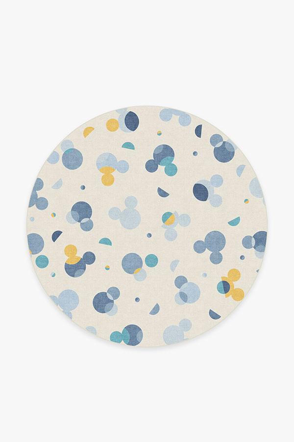 Mickey Polka Dots Slate Blue Rug 6' Round | Stain-Resistant