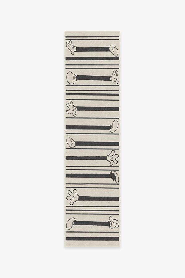 Mickey Stripes Black Rug 2.5'x10' | Stain-Resistant