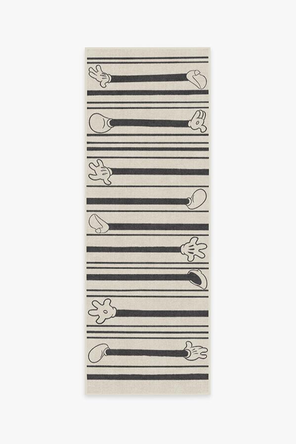 Mickey Stripes Black Rug 2.5'x7' | Stain-Resistant