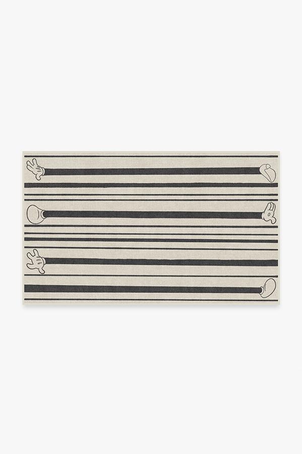 Mickey Stripes Black Rug 3'x5' | Stain-Resistant