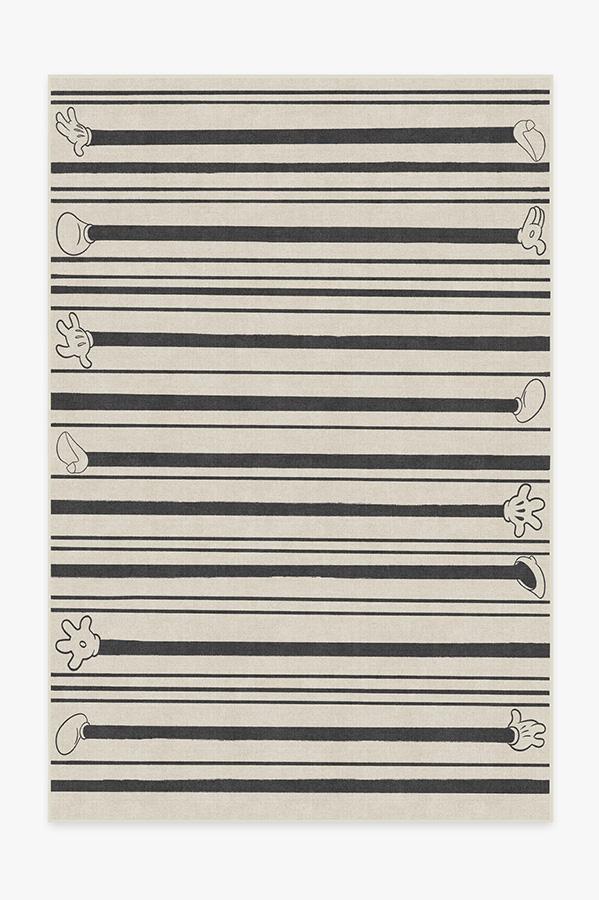 Mickey Stripes Black Rug 6'x9' | Stain-Resistant
