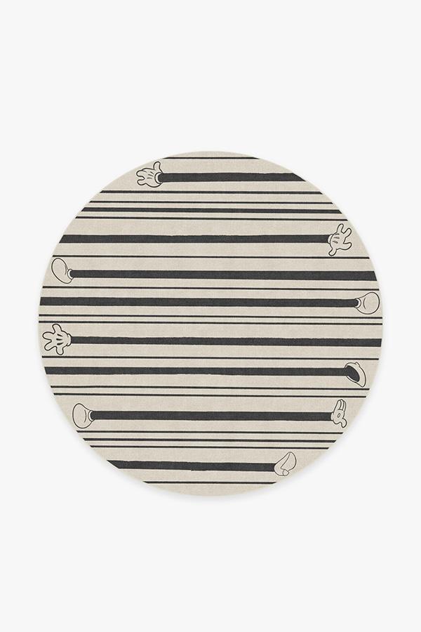 Mickey Stripes Black Rug 6' Round | Stain-Resistant
