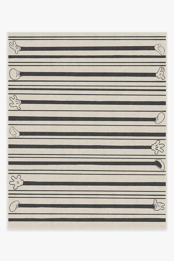 Mickey Stripes Black Rug 8'x10' | Stain-Resistant