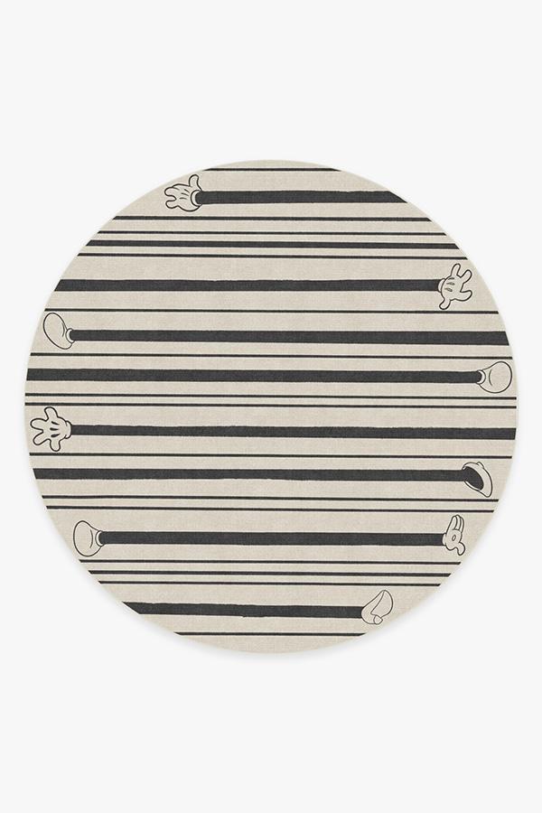 Mickey Stripes Black Rug 8' Round | Stain-Resistant