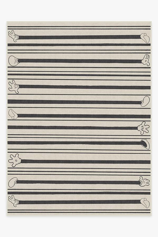 Mickey Stripes Black Rug 9'x12' | Stain-Resistant