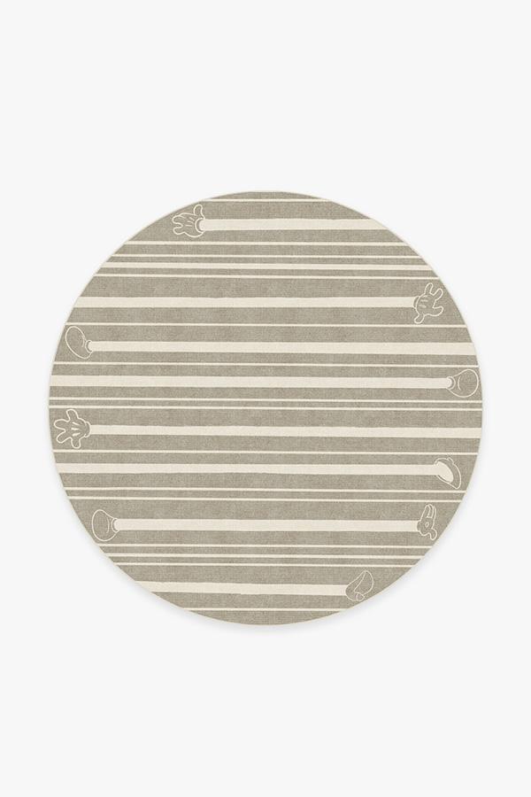 Mickey Stripes Stone Rug 6' Round | Stain-Resistant