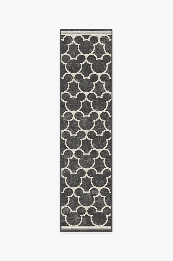 Mickey Trellis Black Rug 2.5'x10' | Stain-Resistant