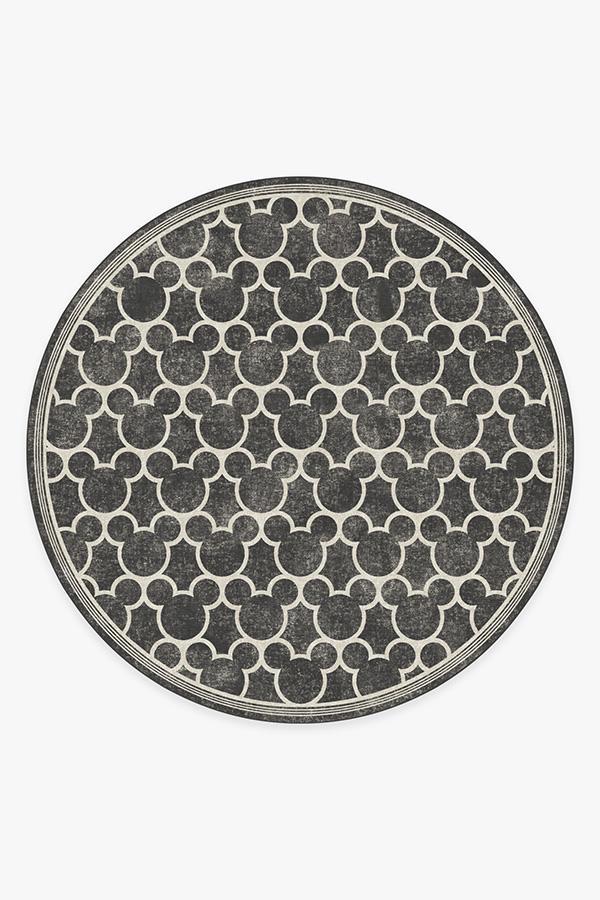 Mickey Trellis Black Rug 8' Round | Stain-Resistant