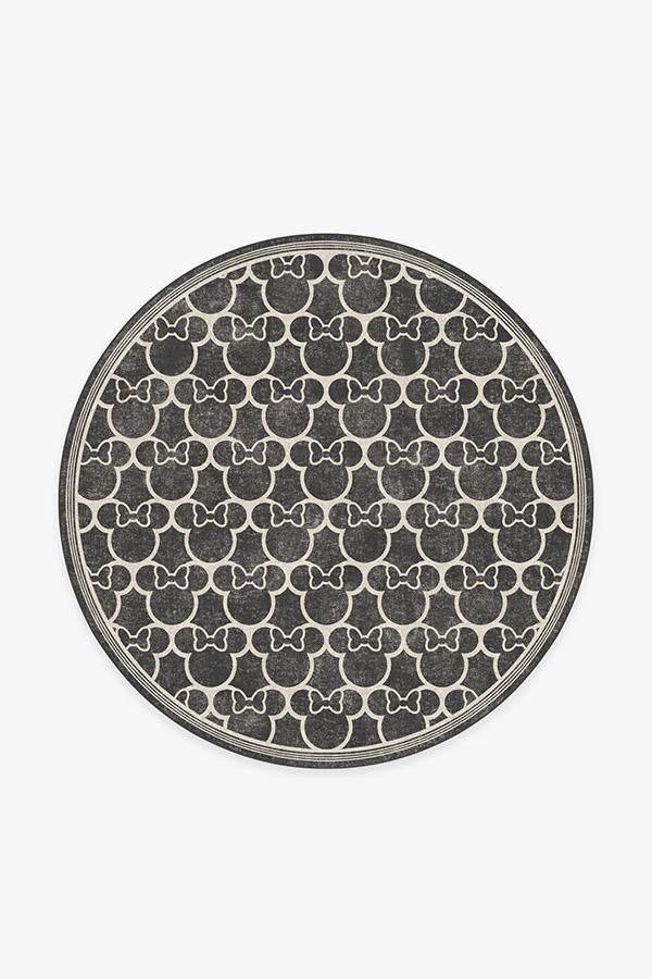 Minnie Trellis Black Rug 6' Round | Stain-Resistant