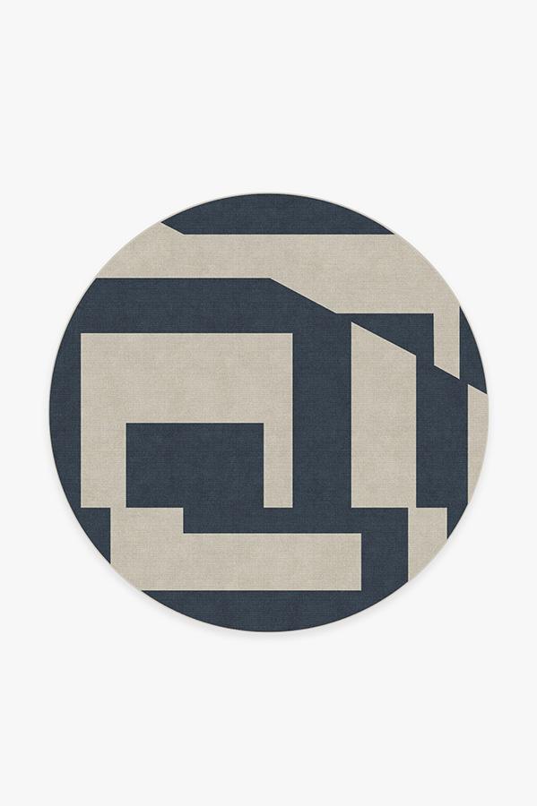 Moden Blue Rug 6' Round | Stain-Resistant