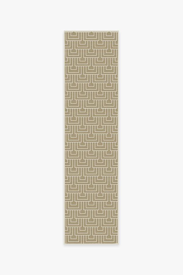 Modern Deco Gold Rug 2.5'x10' | Stain-Resistant