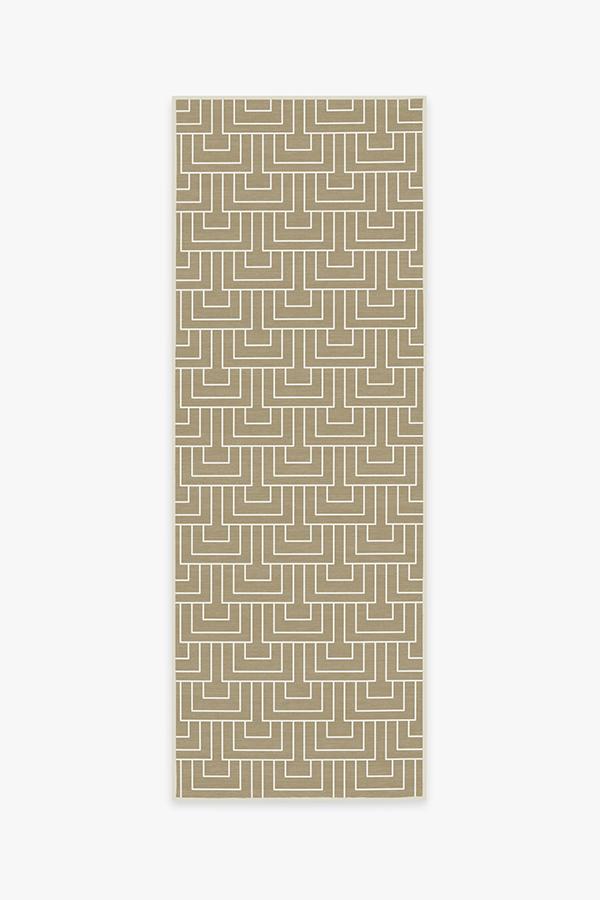 Modern Deco Gold Rug 2.5'x7' | Stain-Resistant