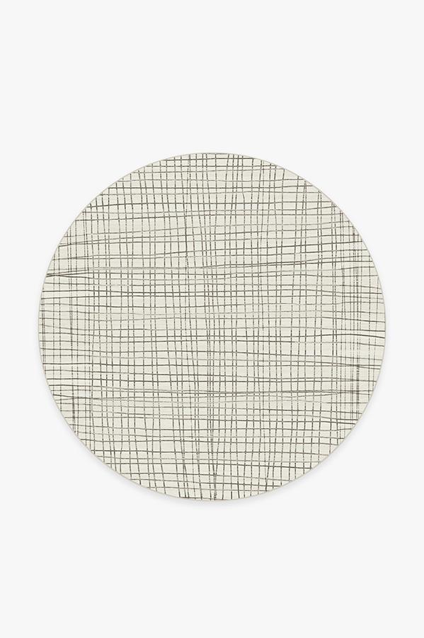 Modern Grid Creme Rug 6' Round | Stain-Resistant