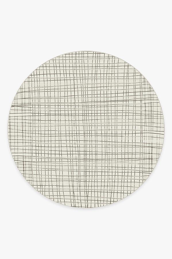 Modern Grid Creme Rug 8' Round | Stain-Resistant