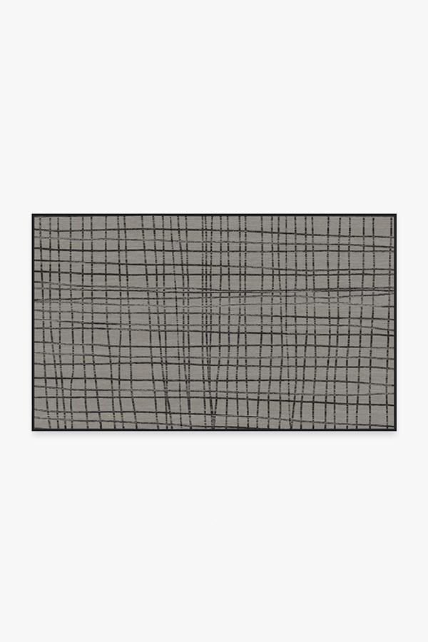 Modern Grid Grey Rug 3'x5' | Stain-Resistant
