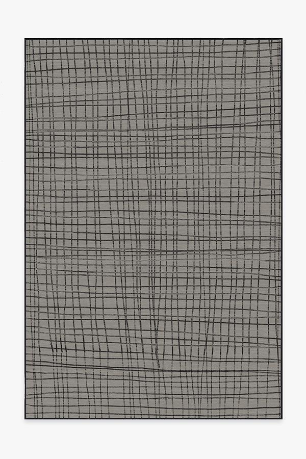 Modern Grid Grey Rug 6'x9' | Stain-Resistant