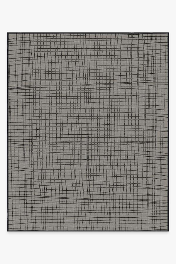 Modern Grid Grey Rug 8'x10' | Stain-Resistant