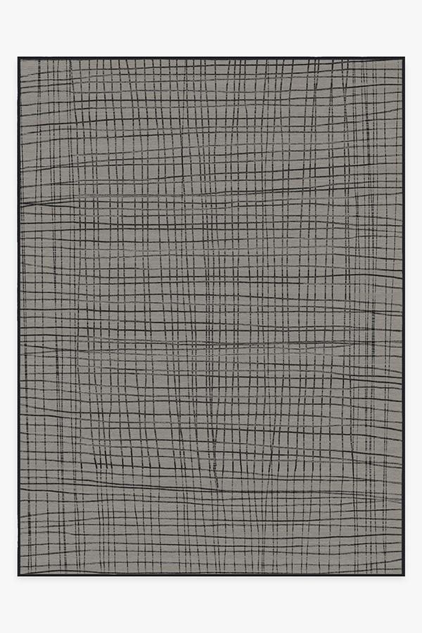 Modern Grid Grey Rug 9'x12' | Stain-Resistant