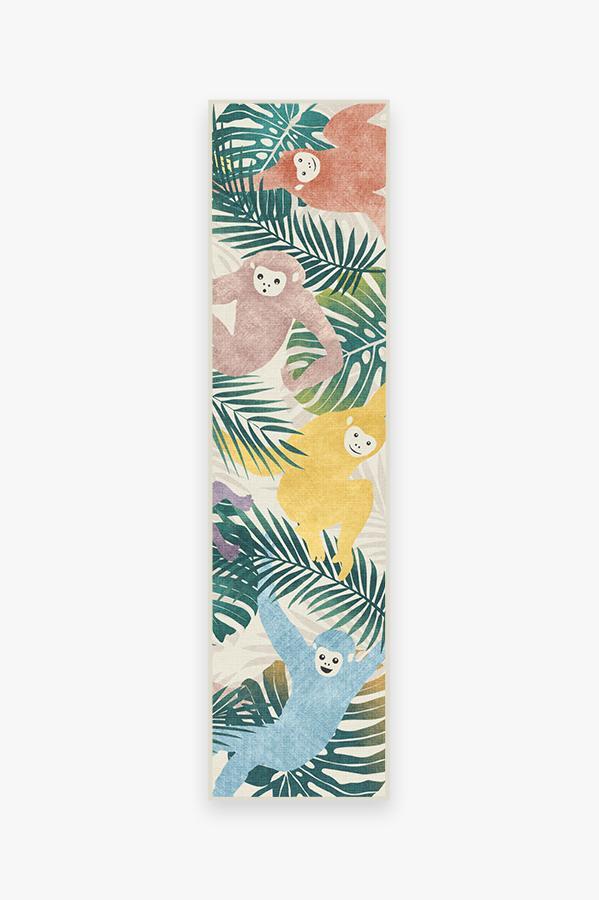 Monkey Mania Multicolor Rug 2.5'x10' | Stain-Resistant