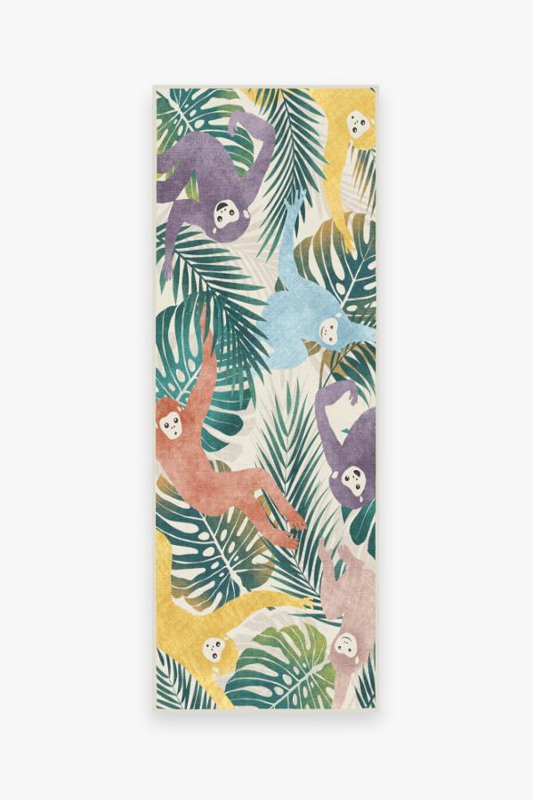 Monkey Mania Multicolor Rug 2.5'x7' | Stain-Resistant