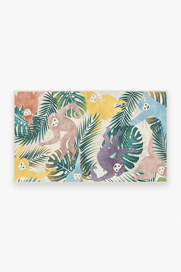 Monkey Mania Multicolor Rug 3'x5' | Stain-Resistant