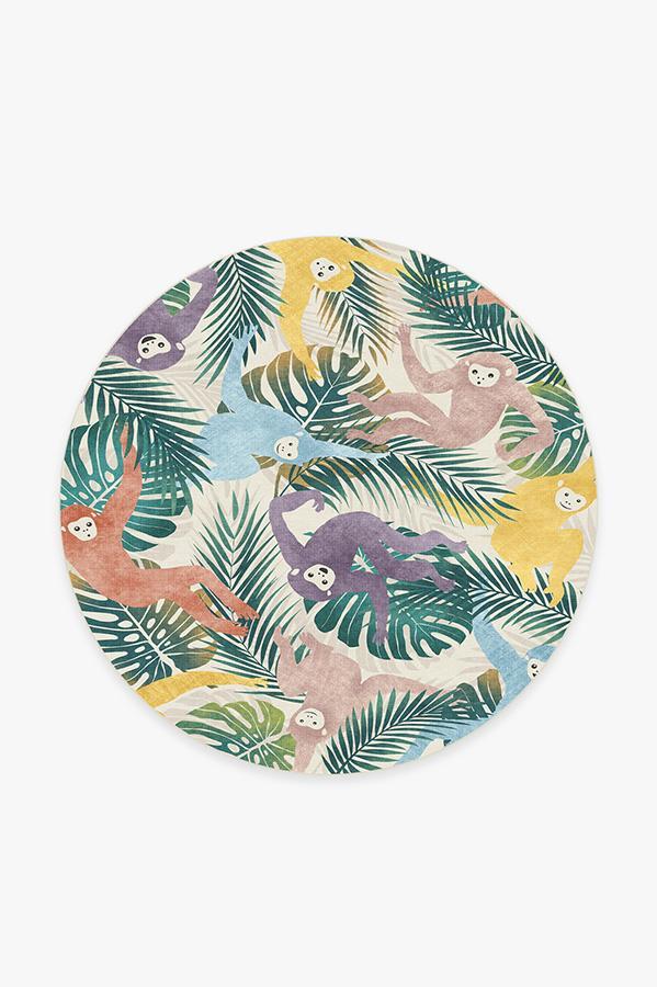 Monkey Mania Multicolor Rug 6' Round | Stain-Resistant