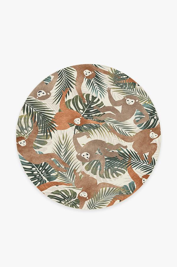 Monkey Mania Natural Rug 6' Round | Stain-Resistant