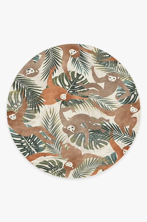 Monkey Mania Natural Rug 8' Round | Stain-Resistant