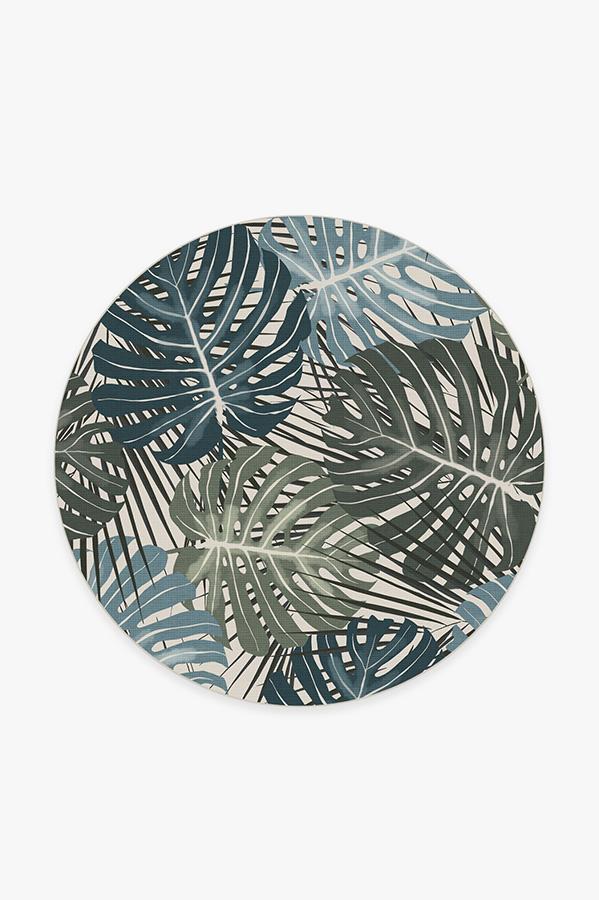 Monstera Jade Rug 6' Round | Stain-Resistant
