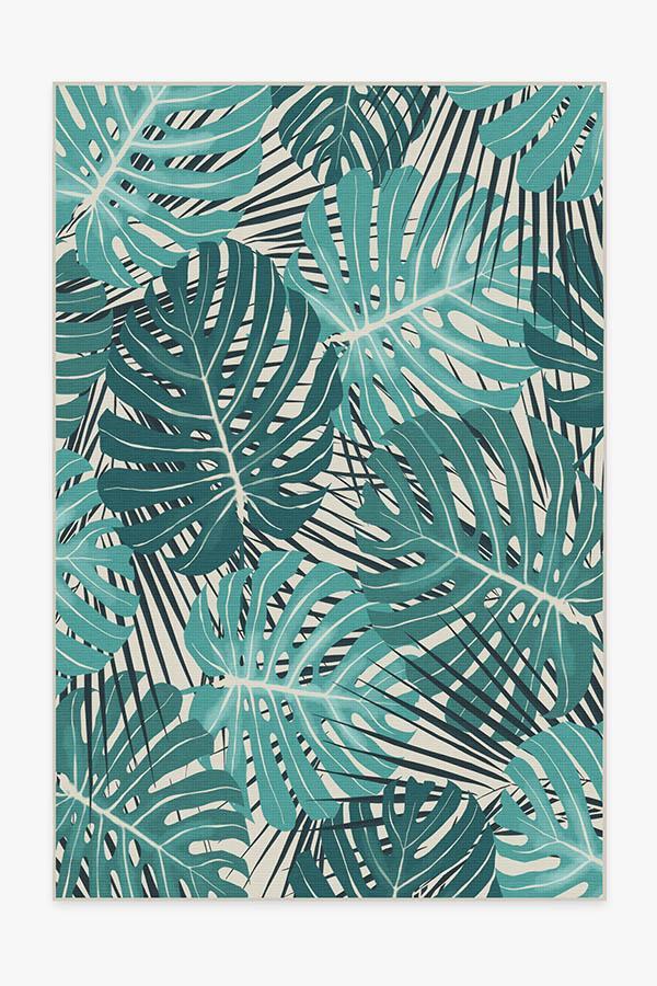 Monstera Teal Rug 6'x9' | Stain-Resistant