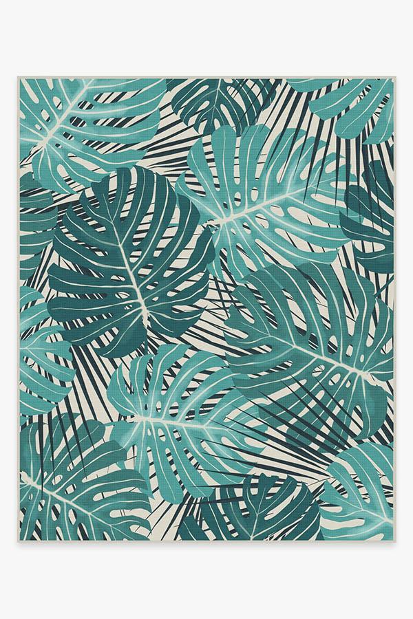 Monstera Teal Rug 8'x10' | Stain-Resistant