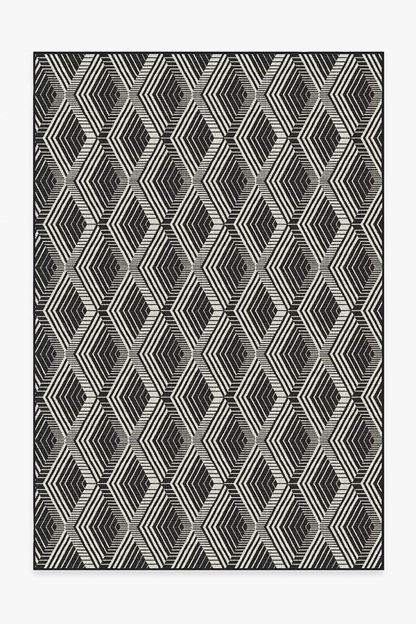 Outdoor Motus Diamond Black Rug 6'x9' | Stain-Resistant
